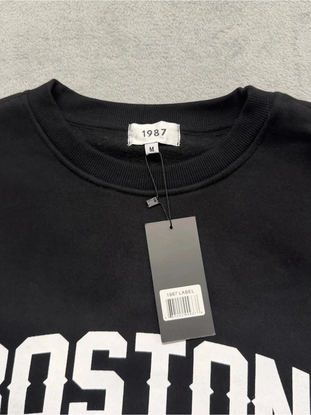 NEW 1987 The Label Boston Sweatshirt Mens M Black White Oversized Crewneck